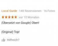 Oben! Hilfreich? / Google